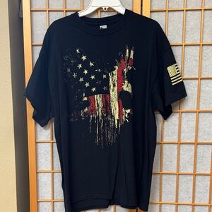 Patriotic Black T-Shirt with American Flag Design